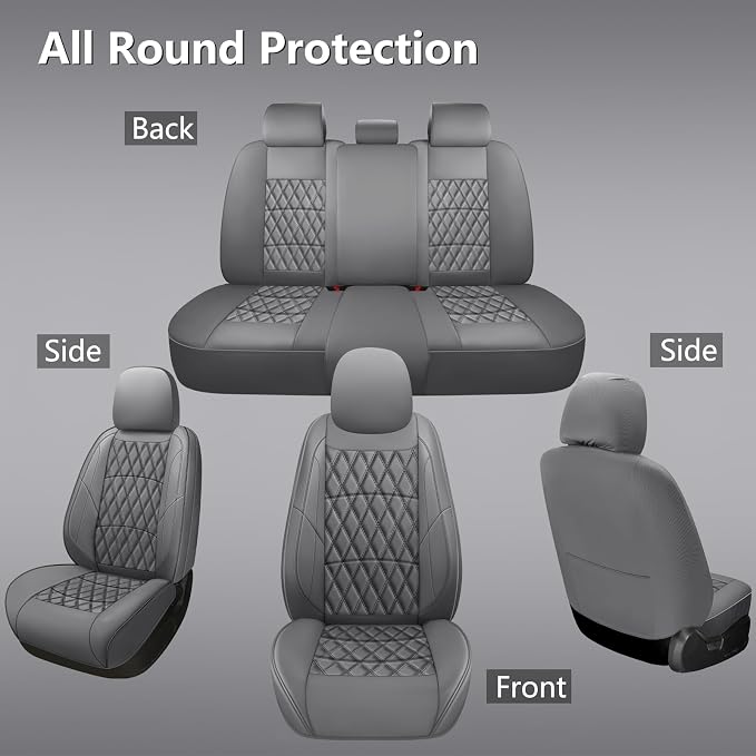 Universal Faux Leather Seat Covers — Full Set — Gray