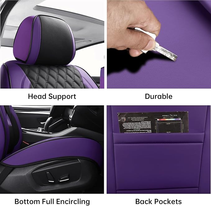 Universal Seat Covers — Full Set — Purple / Black
