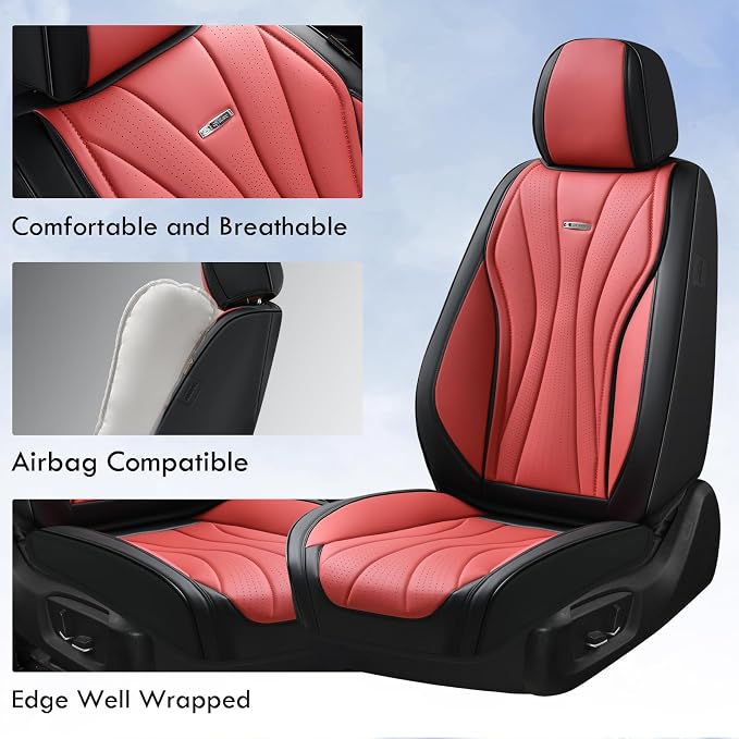 Universal Seat Covers — Full Set — Black / Red