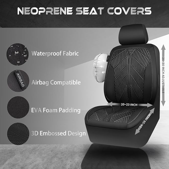 Universal Neoprene Seat Covers — Front Seat — Black