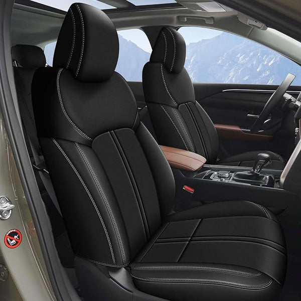 Faux Leather Car Seat Covers — Full Set — Black