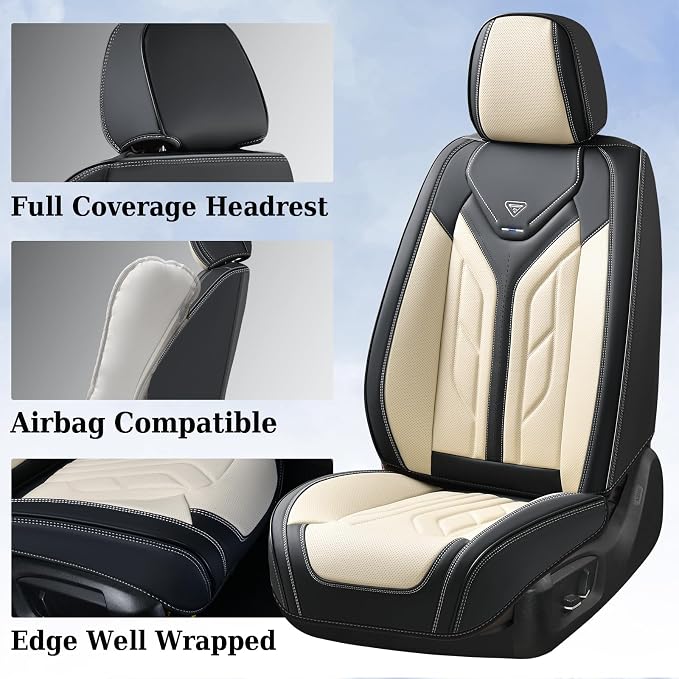 Universal Seat Covers — Full Set — Black / Beige