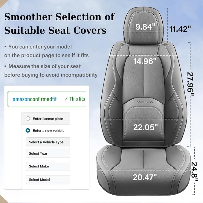 Universal Seat Covers — Front Seat — Gray