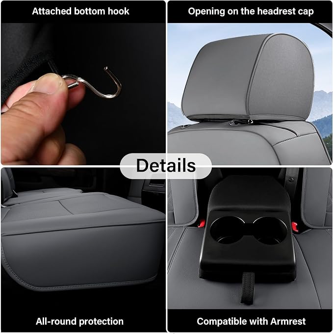 Faux Leather Seat Covers for Chevrolet Silverado / GMC Sierra — Front Seat — Gray