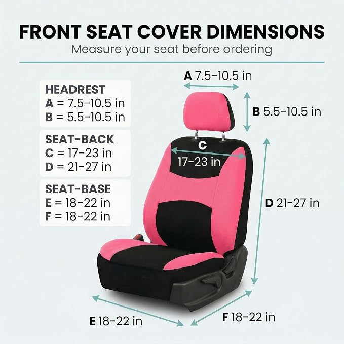 Universal Fabric Seat Covers — Front Seat — Pink