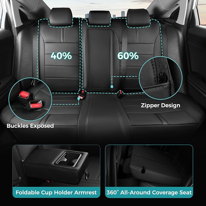 Faux Leather Seat Covers for Honda Civic — Full Set — Black