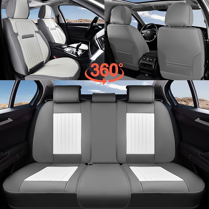 Universal Seat Covers — Front Seat — Gray / White