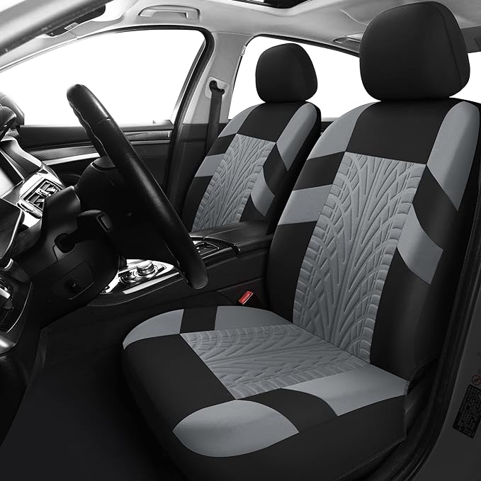 Universal Fabric Seat Covers — Full Set — Black / Gray