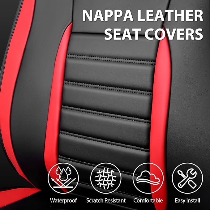 Universal Seat Covers — Full Set — Black / Red