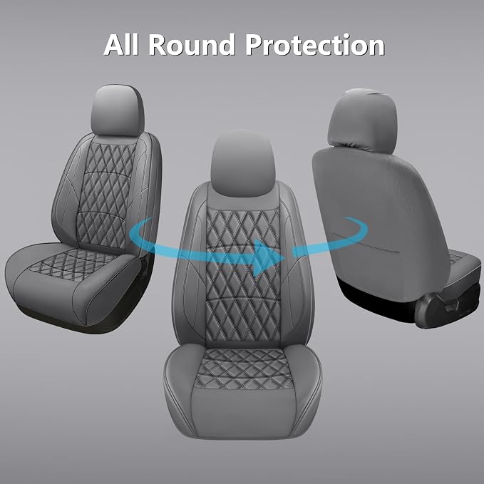 Universal Faux Leather Seat Covers — Front Seat — Gray