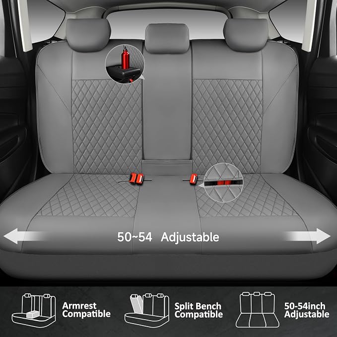 Universal Faux Leather Seat Covers — Full Set — Gray
