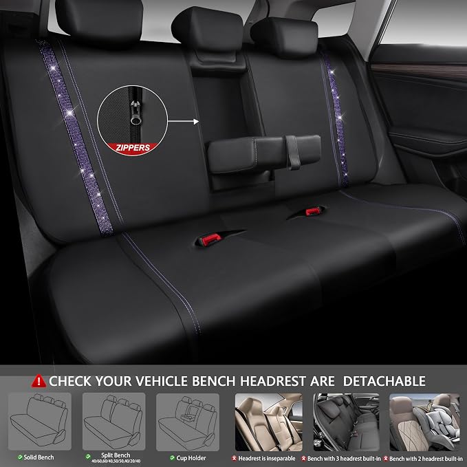 Universal Faux Leather Seat Covers — Full Set — Purple