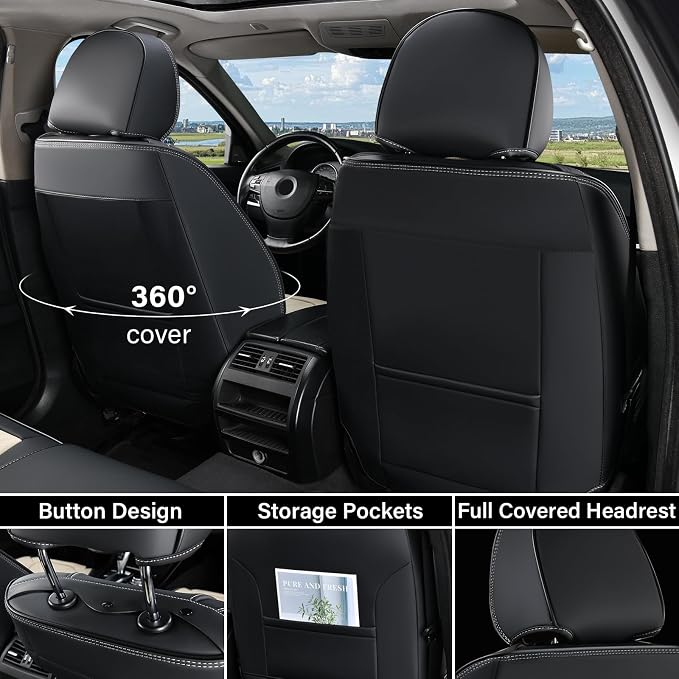 Universal Seat Covers — Full Set — Black / Beige