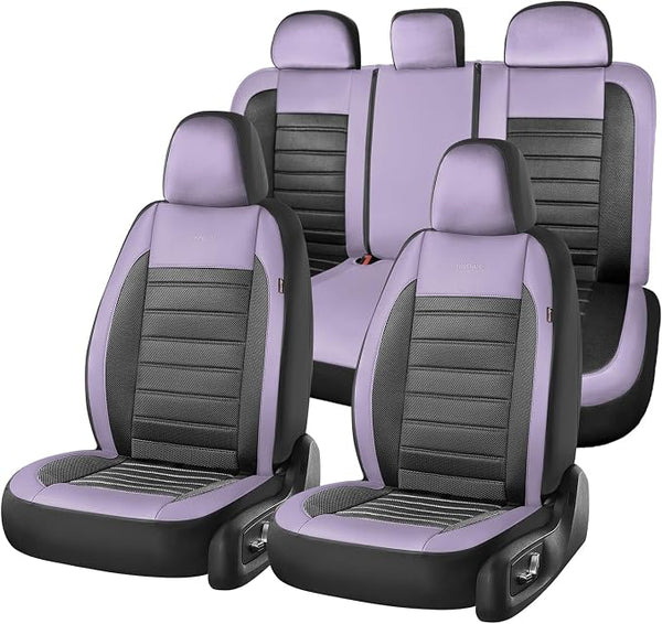 Fabric Car Seat Covers — Full Set — Purple / Black
