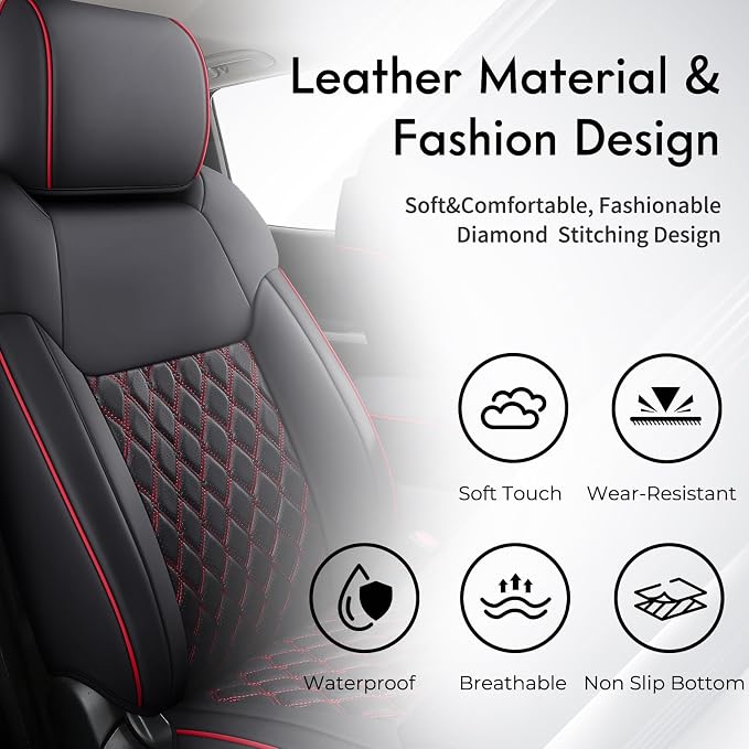Seat Covers for Toyota Tacoma — Full Set — Black / Red