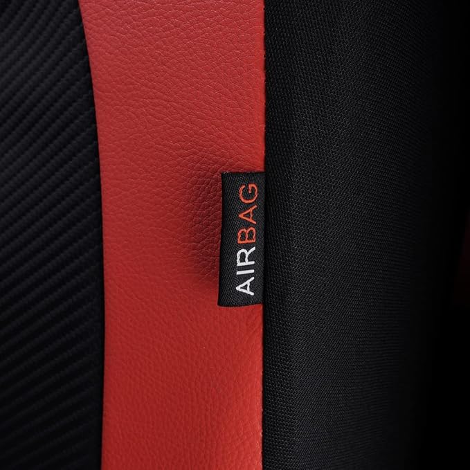 Faux Leather Car Seat Covers — Full Set — Red / Black