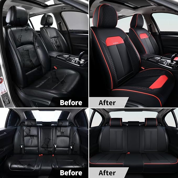 Car Seat Covers — Front Seat — Black / Red