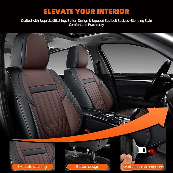 Universal Seat Covers — Full Set — Black / Brown