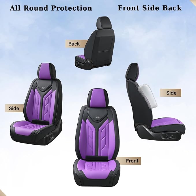 Universal Seat Covers — Front Seat — Black / Purple