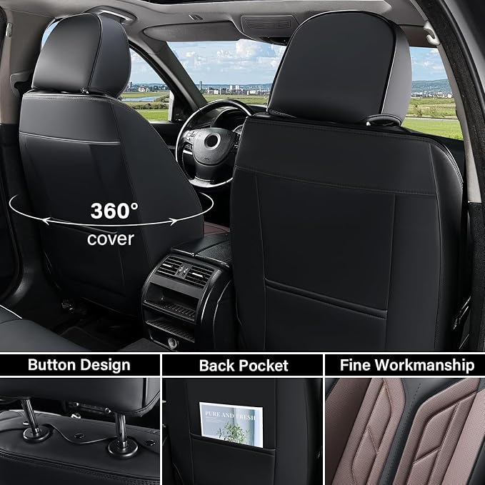 Universal Seat Covers — Full Set — Black / Coffee