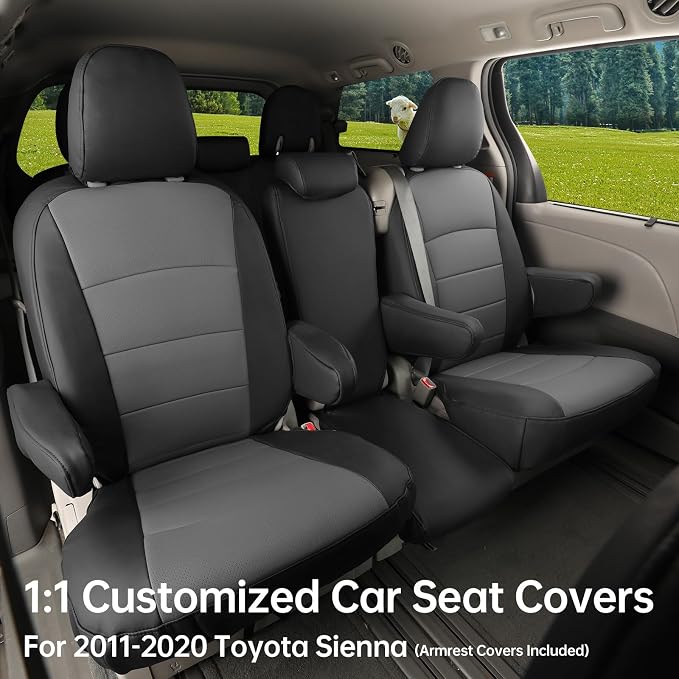 Seat Covers for Toyota Sienna — Full Set — Black / Gray