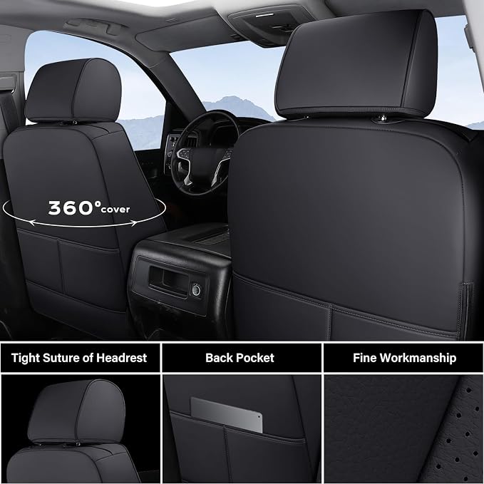Faux Leather Seat Covers for Chevrolet Silverado / GMC Sierra — Front Seat — Black