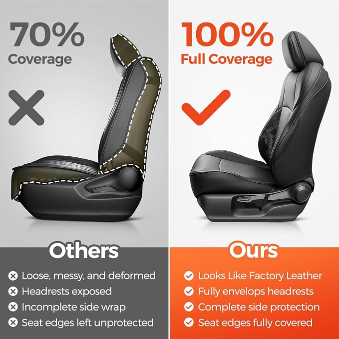 Faux Leather Seat Covers for Toyota Tacoma — Front Seat — Black