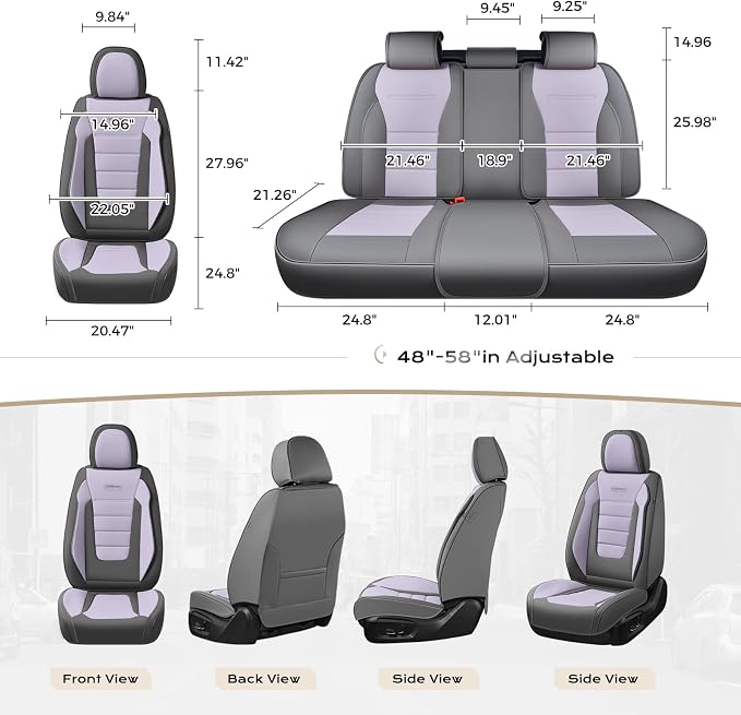 Universal Seat Covers — Front Seat — Gray / Purple