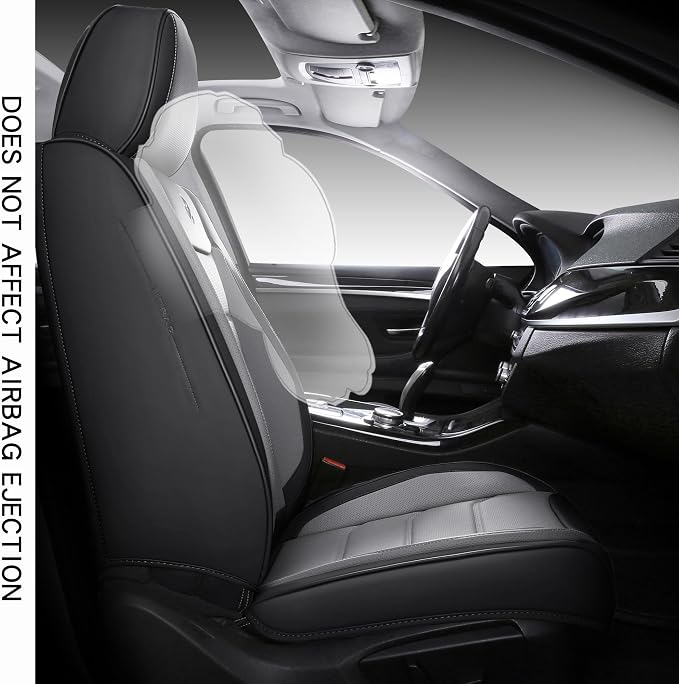 Faux Leather Car Seat Covers — Full Set — Black / Gray