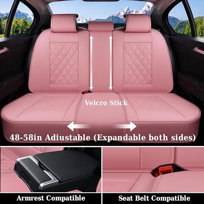 Universal Faux Leather Seat Covers — Front Seat — Pink
