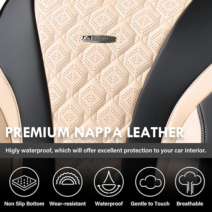 Universal Seat Covers — Front Seat — Black / Beige