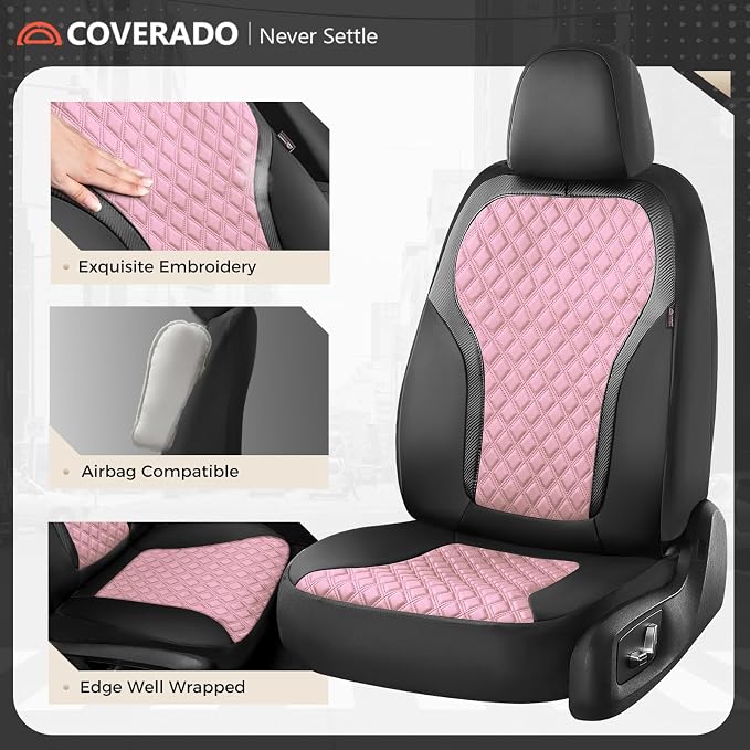 Universal Seat Covers — Front Seat — Black / Pink