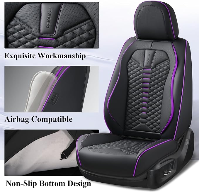 Universal Seat Covers — Front Seat — Black / Purple