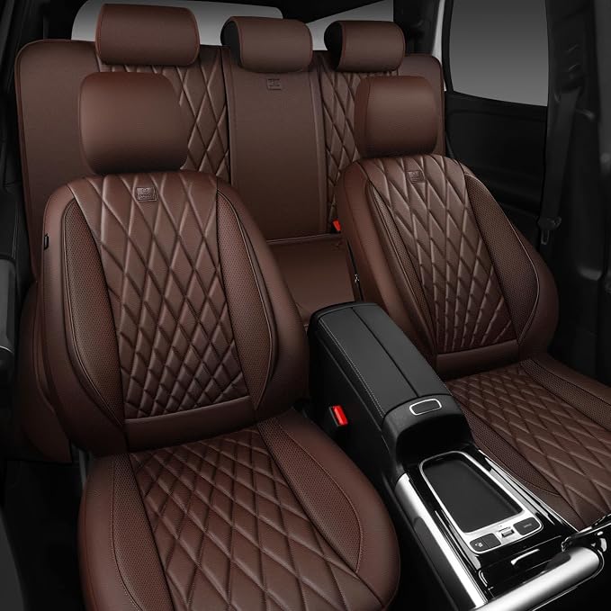 Universal Faux Leather Seat Covers — Full Set — Brown