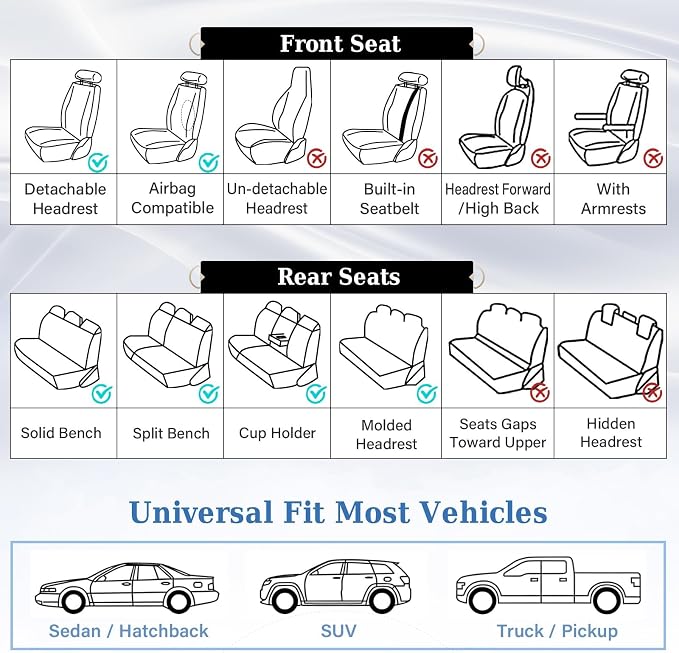Universal Faux Leather Seat Covers — Full Set — Red