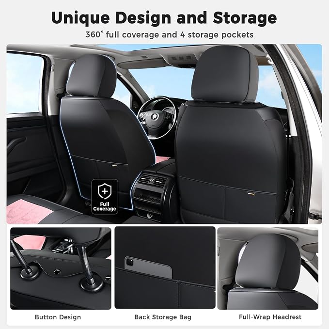 Universal Seat Covers — Full Set — Black / Pink