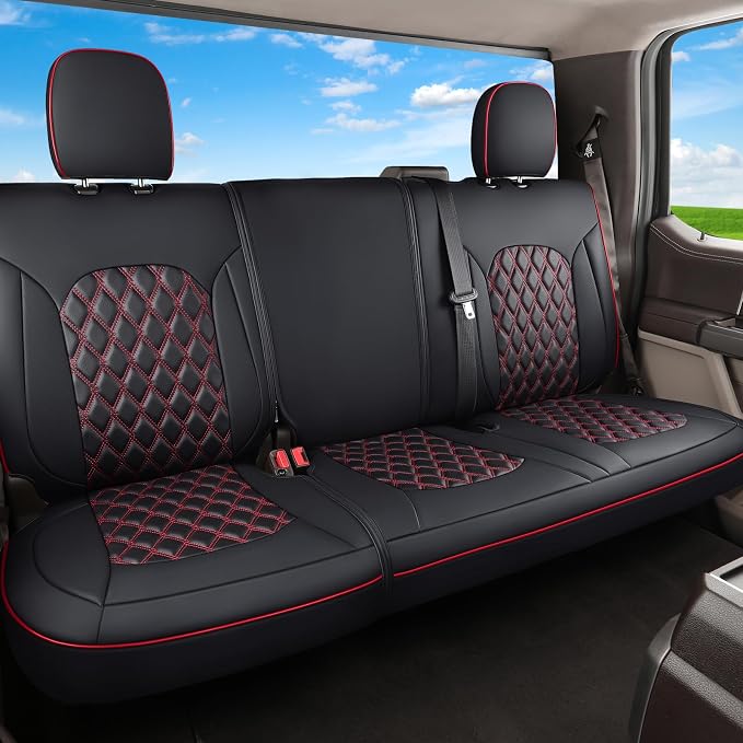 Seat Covers for Multiple Vehicles — Rear Seat — Black / Red