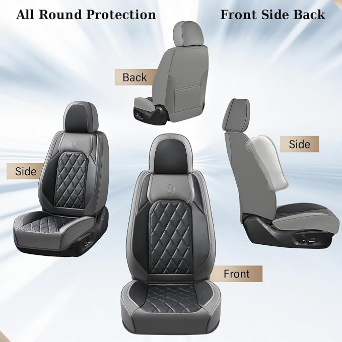 Universal Faux Leather Seat Covers — Front Seat — Gray / Black