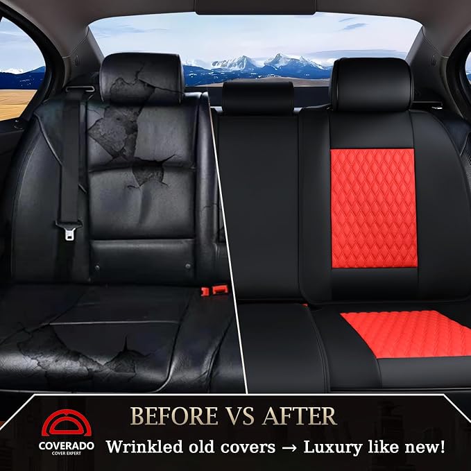 Universal Seat Covers — Rear Seat — Black / Red