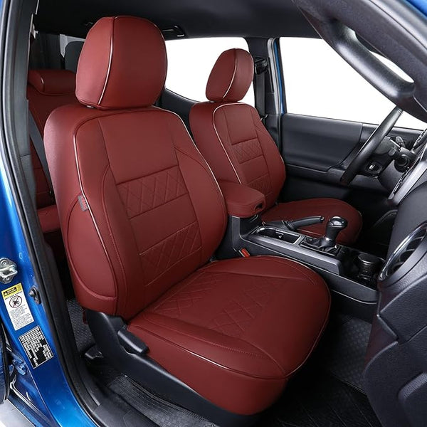 Faux Leather Seat Covers for Toyota Tacoma — Full Set — Burgundy