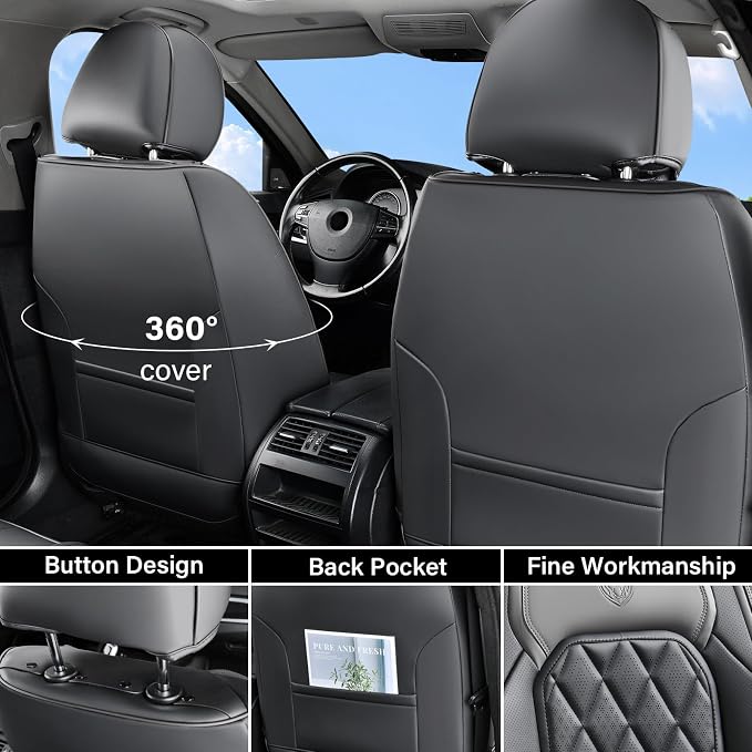 Universal Faux Leather Seat Covers — Front Seat — Gray / Black