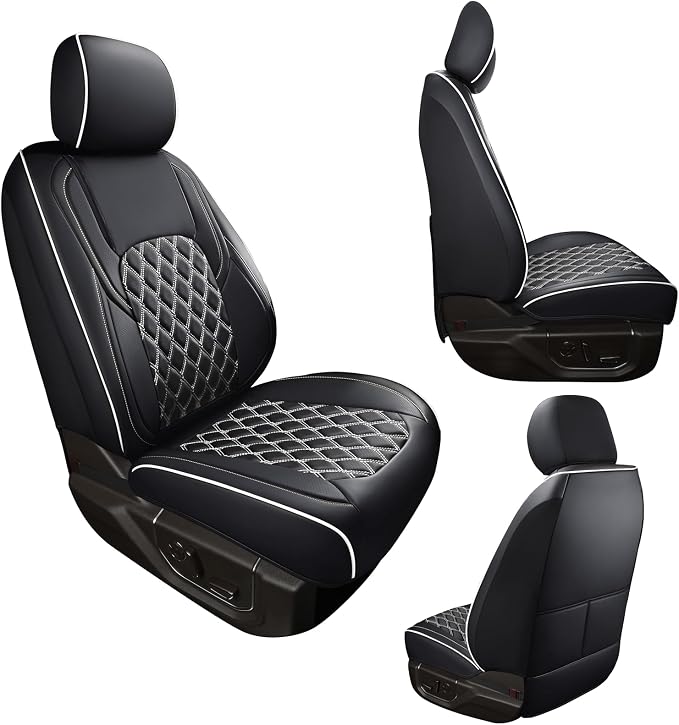 Seat Covers for Toyota Tacoma — Front Seat — Black / White