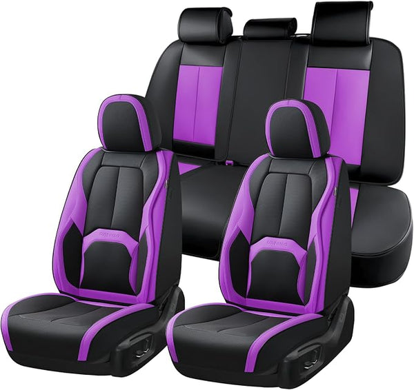 Universal Seat Covers — Full Set — Black / Purple