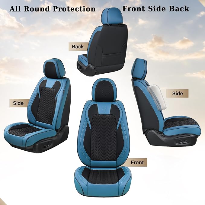 Universal Faux Leather Seat Covers — Front Seat — Blue