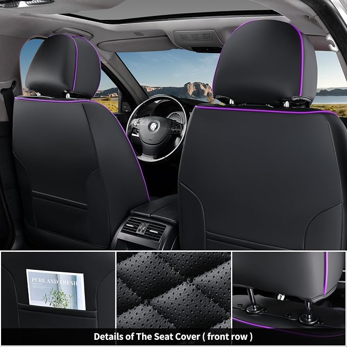 Universal Seat Covers — Full Set — Black / Purple