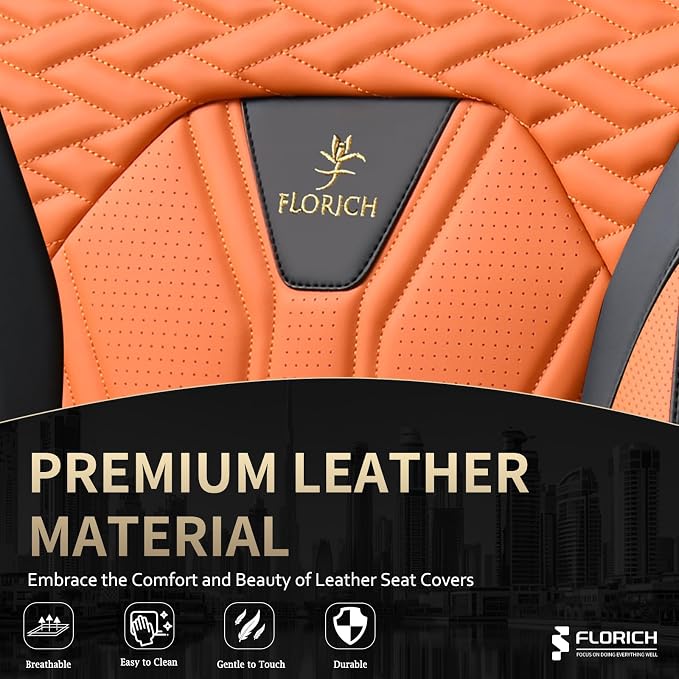 Universal Seat Covers — Front Seat — Black / Orange