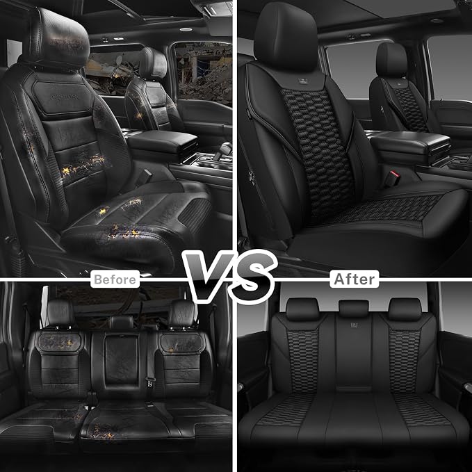 Universal Faux Leather Seat Covers — Full Set — Black
