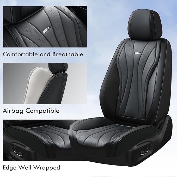 Universal Faux Leather Seat Covers — Full Set — Black