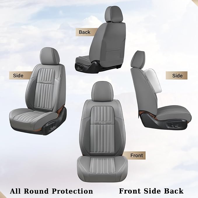 Universal Faux Leather Seat Covers — Front Seat — Gray