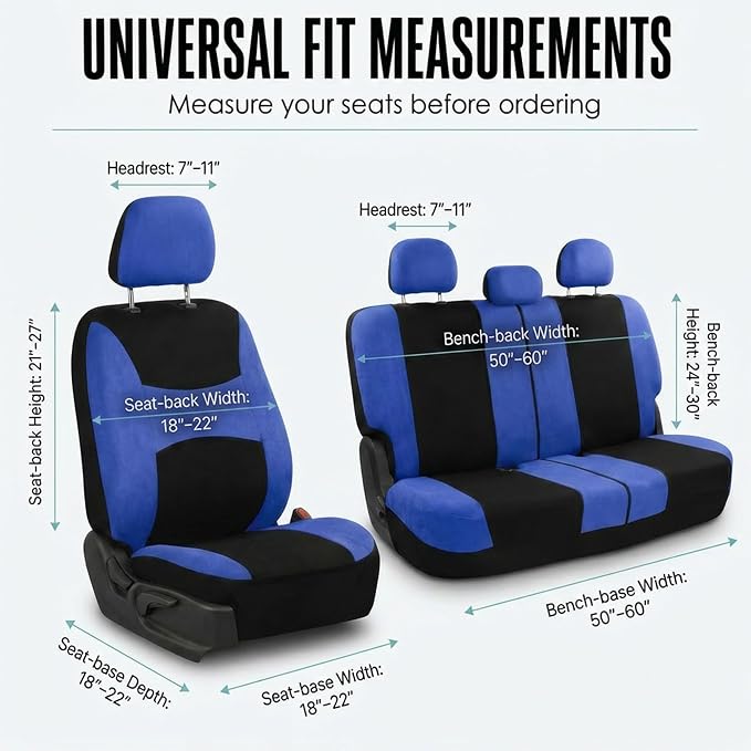 Universal Fabric Seat Covers — Full Set — Blue